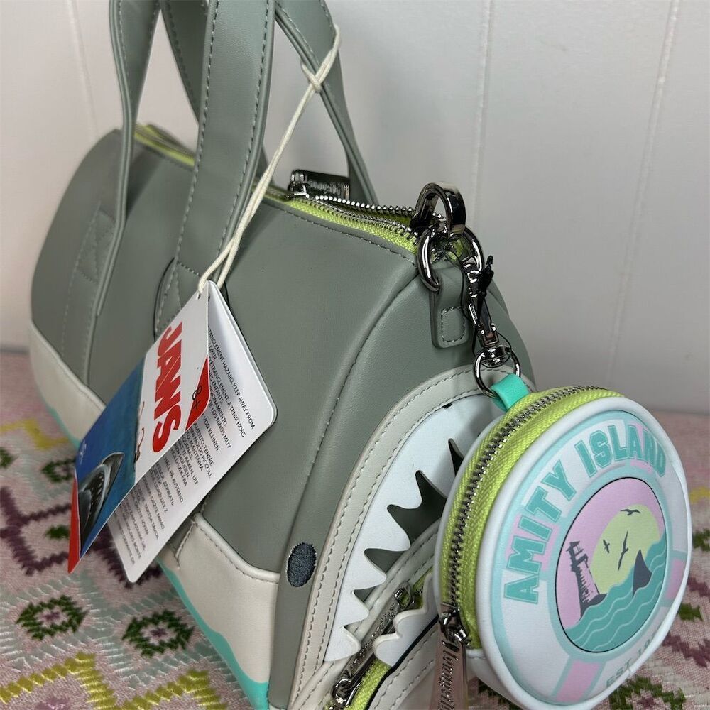 Loungefly Jaws Shark Figural Crossbody Bag w/ Amity Island Coin Purse